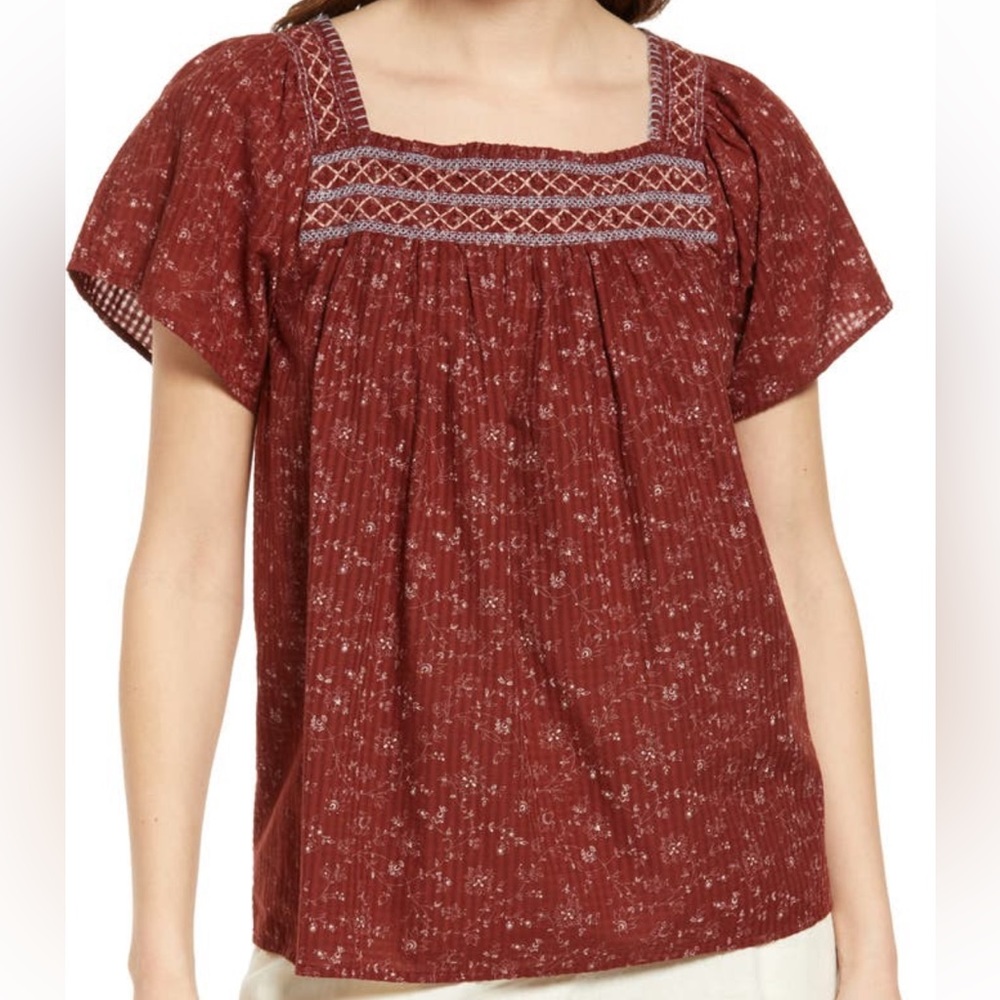 Madewell Women’s Square Neck Smocked Top. NWT. Size Medium.
